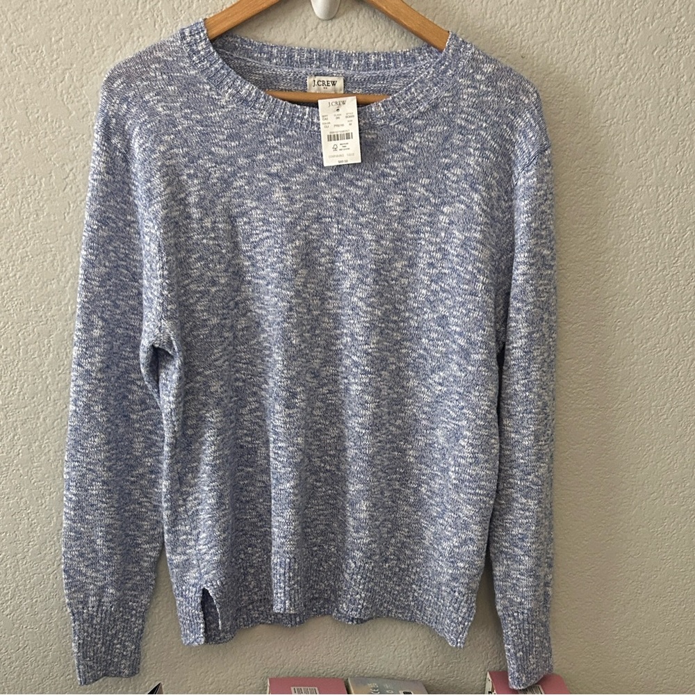 NWT J Crew Space Dyed Blue Women’s Crewneck Sweater Size M